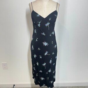 VTG Gap Y2K Black Floral Fairy Coquette Femme Indie Midi Dress